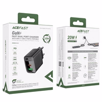 Acefast A78 lādētājs GaN USB-A / USB-C PD 20W - melns