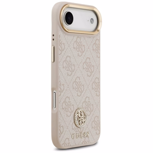 Guess 4G Strass Logo & Big Strap Metal Buttons Magnētiskais viedtālruņa apvalks iPhone Air - rozā