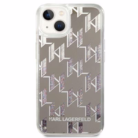 Karl Lagerfeld KLHCP14SLMNMS iPhone 14 6.1 "cietais viedtālruņa apvalks sudraba / sudraba šķidrais mirdzums Monogram