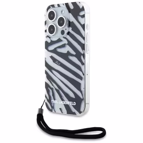 Karl Lagerfeld IML Zebra Pattern & Cord viedtālruņa apvalks iPhone 15 Pro - melns