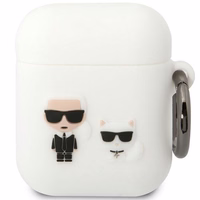 Karl Lagerfeld KLACA2SILKCW AirPods 1/2 apvalks balts/balts Silikona Karl & Choupette