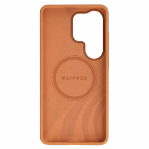 Liavec Silky maciņš ar metāla kameras rāmi priekš Samsung Galaxy S26 Ultra oranžs