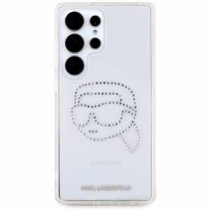 Karl Lagerfeld viedtālruņa apvalks ar rhinestones Karl Head logotipu Samsung Galaxy S25 Ultra caurspīdīgs