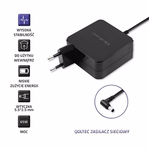 Qoltec 51745 barošanas adapteris iekštelpu 65 W melns