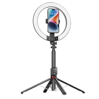 Blavec Selfie gredzena lampa Aluminium Aura LED RGB gredzens P-50 25cm statīvs + tālvadības pults + 2,3 metri (RLP50-TRB23) melna