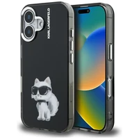 Karl Lagerfeld IML Aquarelle Choupette & Logo iPhone 16 macins - melns
