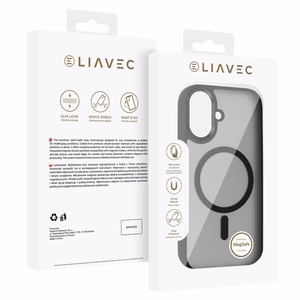 Liavec Cloudy maciņš ar metāla kameras rāmi priekš Iphone 17 melns (kameras vadības poga)