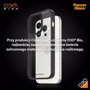 PanzerGlass ClearCase viedtālruņa apvalks iPhone 15 Pro – militārā līmeņa sertificēts, caurspīdīgs un melns