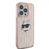 Karl Lagerfeld IML Choupette galvas un monogrammas apvalks iPhone 13 Pro / 13 - rozā