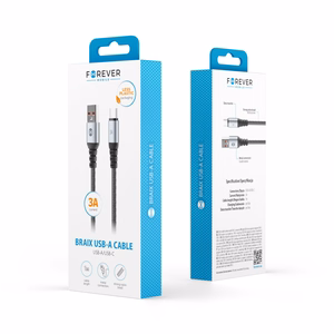 Forever Braix kabelis USB - USB-C 1,0 m 3A melns