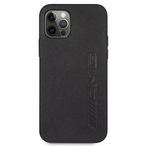 AMG ādas apvalks ar karsto zīmogu iPhone 12 Pro Max - melns