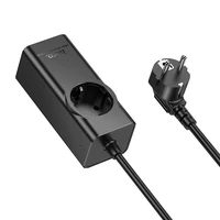 Pagarinātājs 2 m Hoco 1 ligzda + USB A + 3 x USB C QC3.0 PD 3A 67W NS9 melna