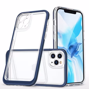 Caurspīdīgs 3in1 viedtālruņa apvalks iPhone 11 Pro Max zils rāmja gels