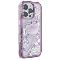 Hello Kitty Liquid Glitter 50. gadadienas ballītes viedtālruņa apvalks iPhone 16 Pro - violets