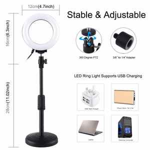 Gredzena LED lampa Puluz ar regulējamu pamatni PU391