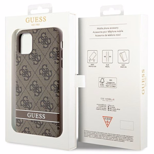 Guess GUHCN61P4SNW iPhone 11 / Xr brūns cietais viedtālruņa apvalks 4G Stripe