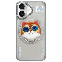 AmazingThing Nimmy Glasses Cool Cat MagSafe apvalks viedtālrunim iPhone 16 – pelēks