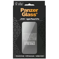 PanzerGlass Ceramic Protection keramikas stikls ar pozicionētāju iPhone 15 Pro viedtālrunim
