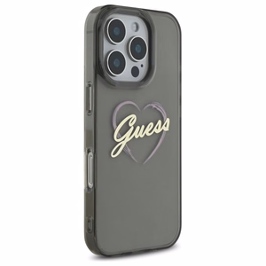 Guess IML Heart viedtālruņa apvalks iPhone 16 Pro - melns