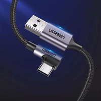 Ugreen US284 70255 USB-A (straight) / USB-C (angled) 3A kabelis priekš 3m - pelēks
