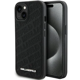 Karl Lagerfeld Kviltēts K Pattern apvalks viedtālrunim iPhone 15 Plus / 14 Plus - melns