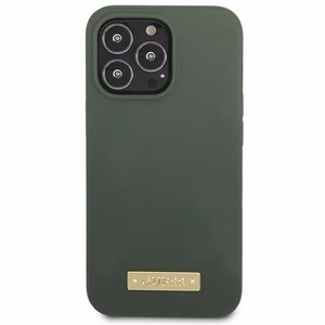 Guess Silikona Logo Plate Magnētiskais apvalks iPhone 13 Pro / iPhone 13 - zaļš