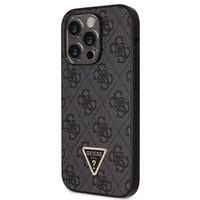 Guess GUHCP14LP4TDSCPK apvalks iPhone 14 Pro - melns krustenisks 4G metāla logotips
