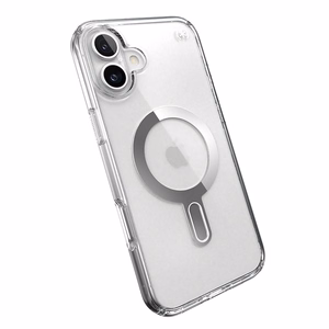 Speck Presidio Perfect-Clear vāciņš ar MagSafe un ClickLock iPhone 16 Plus tālrunim, Clear/Chrome
