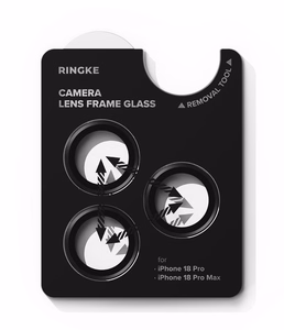 Ringke 2 rūdītu kameras rāmja aizsargstiklu komplekts, paredzēts iPhone 18 Pro / Pro Max, melns