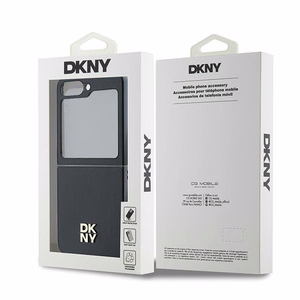 DKNY Viedtālruņa apvalks Samsung Galaxy Z Flip6 ar ādas un metāla dizainu Stack Logo – melns