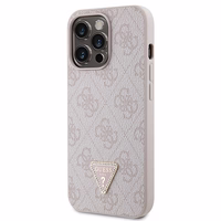 Guess GUHCP13LP4TDSCPP apvalks iPhone 13 Pro / 13 - rozā krustenisks 4G metāla logotips