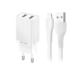 Lādētājs Awei C15L-EU 10W 2xUSB-A + USB-A uz Lightning kabelis 1.0m balts
