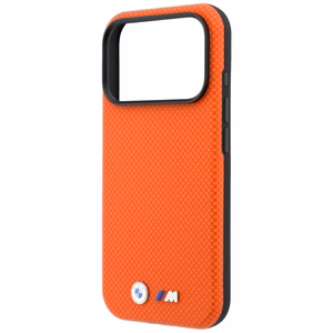BMW M Quadrille Kevlar Metal Logo MagSafe maciņš modelim iPhone 17 Pro / 18 Pro – oranžs