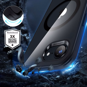 ESR Classic Hybrid Halolock MagSafe viedtālruņa apvalks iPhone 16e - caurspīdīgs/melns