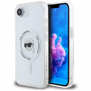 Karl Lagerfeld IML metāla Karl galvas Magnētiskais viedtālruņa apvalks iPhone 16e - balts