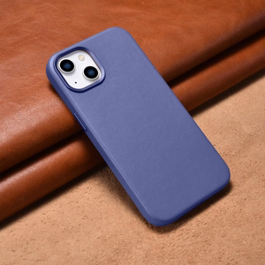 iCarer Apvalks Ādas vāks dabīgas ādas iPhone 14 Plus gaiši violets (saderīgs ar MagSafe)