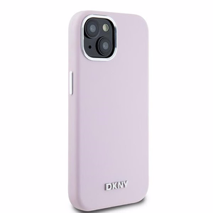DKNY viedtālruņa apvalks iPhone 15 6,1" DKHMP15SSMCHLP rozā HC Magsafe silikons ar horizontālu metāla logotipu