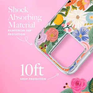 Rifle Paper Clear MagSafe vāciņš ierīcei iPhone 14 Pro Max, ar “Garden Party Blush” rakstu
