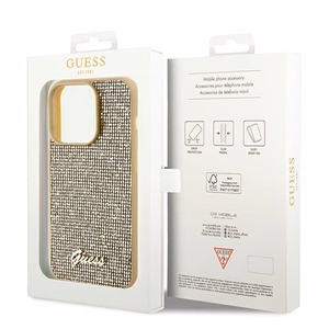 Guess Disco Metal Script viedtālruņa apvalks iPhone 14 Pro - zelta