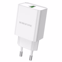 Lādētājs Borofone BN5 Jingrui - USB - QC 3.0 18W - balts