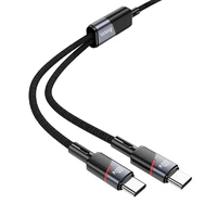Kabelis 2in1 USB C uz USB C / USB C Hoco 5A 100W 1,2 m U139 melns