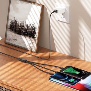 Kabelis 3in1 USB A uz Lightning / Micro USB / USB C Hoco 2A X74 1 m melns