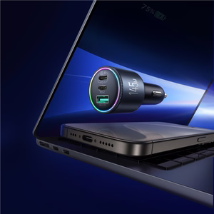 Joyroom JR-CCN07 145W Car Charger 2xUSB-C USB-A + 100W USB-C Cable - Dark Gray