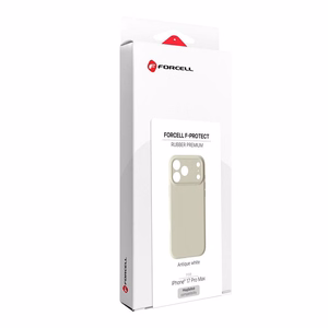 Maciņš iPhone 17 Pro Max / 18 Pro Max (zema kameras mala) Forcell F-Protect Rubber Premium, saderīgs ar MagSafe, antīki balts