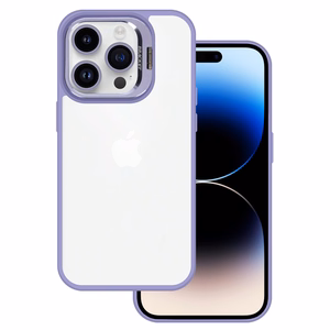 Tel Protect Viedtālruņa apvalks ar statīvu + kameras stikls Iphone 15 Pro gaiši violeta