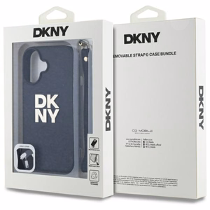 DKNY Wrist Strap Stock Logo viedtālruņa apvalks iPhone 16 - melns