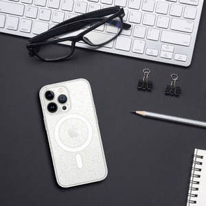 TEL PROTECT MagSilicone Caurspīdīgs Viedtālruņa apvalks Iphone 15 Pro Max ar spīdumiem