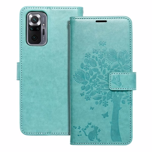 MEZZO grāmatas tipa viedtālruņa apvalks XIAOMI Redmi Note 10 Pro ar koku, zaļš