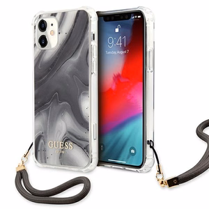 Guess GUHCP12SKSMAGR iPhone 12 mini 5,4 pelēks ciets vāciņš Marble kolekcija
