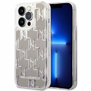 Karl Lagerfeld KLHCP14XLMNMS iPhone 14 Pro Max 6.7 "cietais apvalks sudraba / sudraba Šķidrs Mirdzums Monogramma